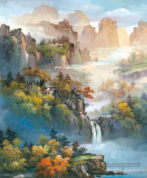 Paysage chinois Shanshui montagnes Cascade 0 954 Peinture à l'huile
